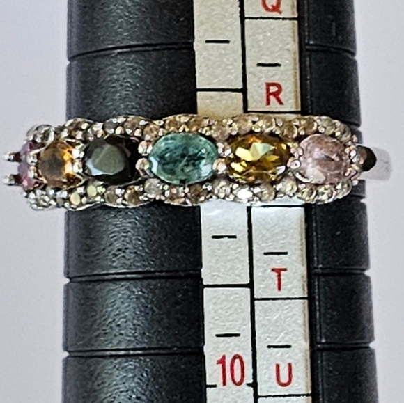 Beautiful Multicolor Tourmaline Ring in Sterling Silver Size 9 - Picture 2 of 9